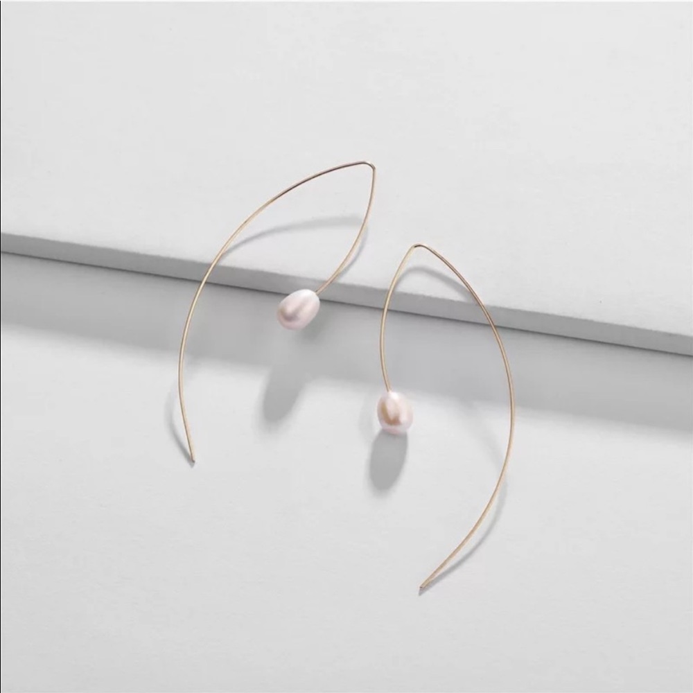 Anthro Freshwater Pearl Threader Earrings